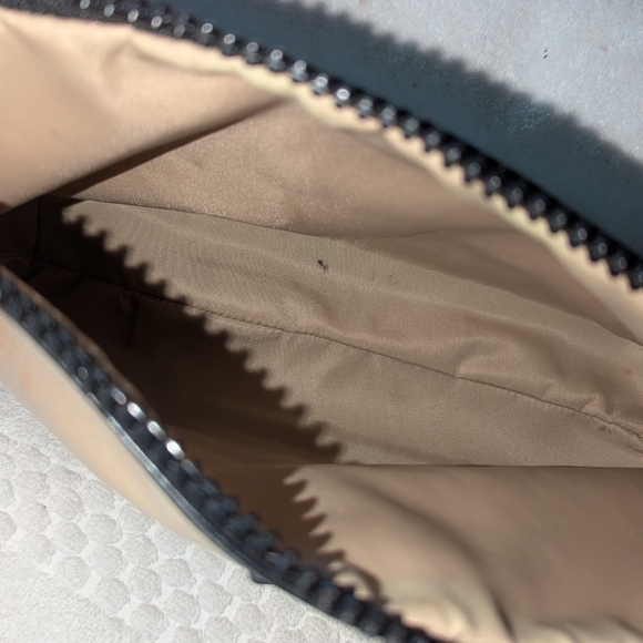 Tory Burch Tan and Black Toiletry Bag with Classic Design